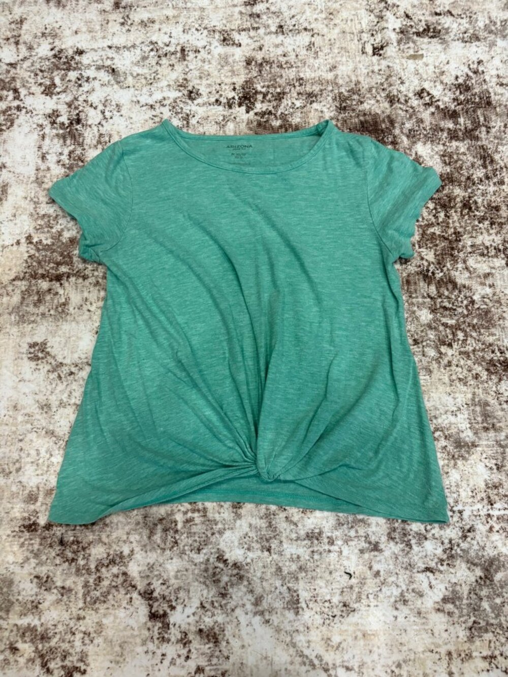 Arizona Jean Co. Girls Green Heather Twist-Front Short Sleeve Top - Size M